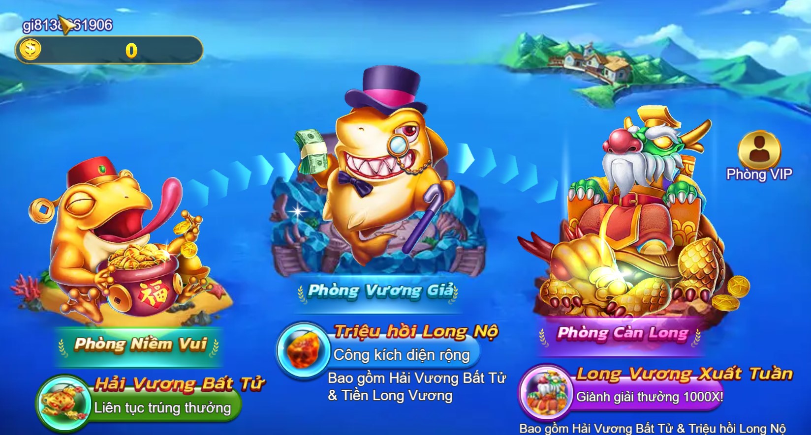 Bắn cá Royal Fishing M88 2 Bắn Cá Royal Fishing cung cấp ba phòng chơi